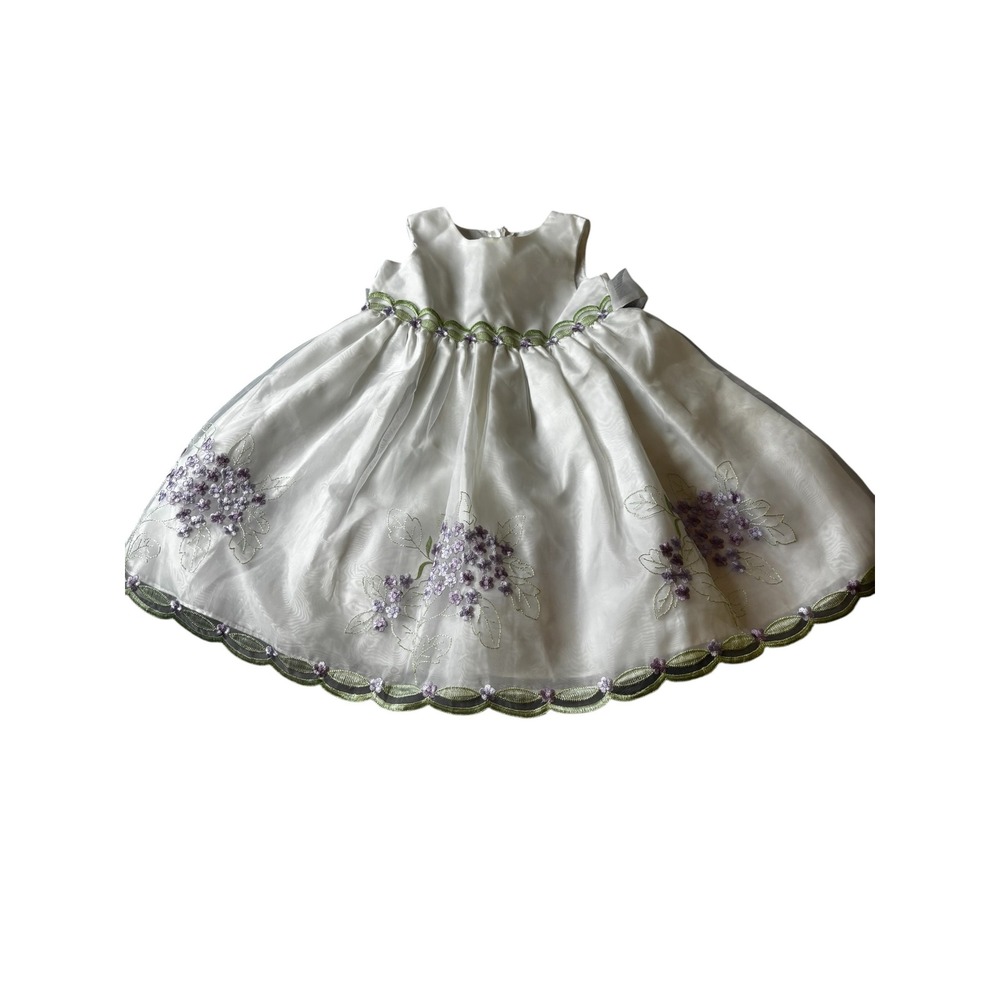 Good Lad Philadelphia Girls White Floral Embroidered Organza Dress 2T Wedding